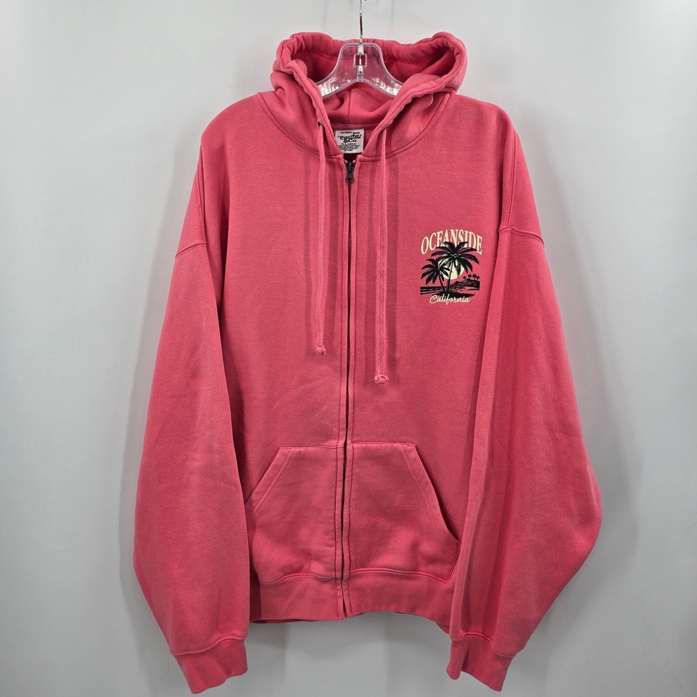 Pacific & Co Oceanside California Pink Zip Up Hoodie Graphic Sweatshirt XL